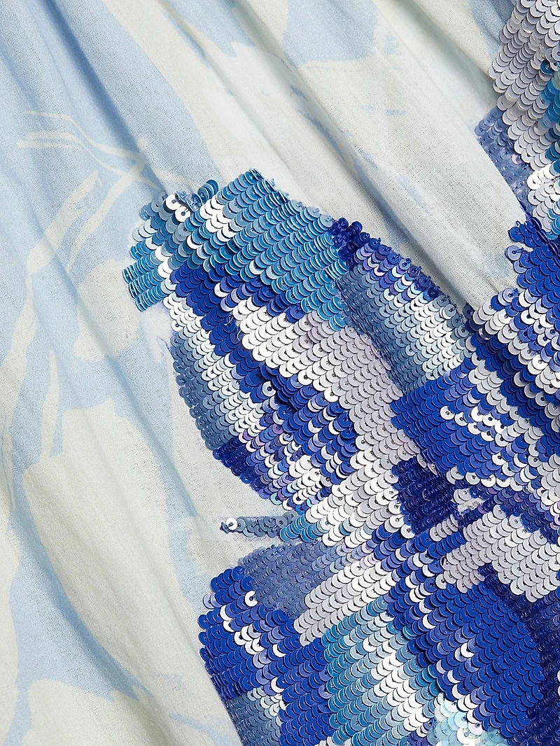 Daelia Sequined Floral Cotton Maxi Dress