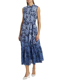 Blayn Floral Cotton Tiered Midi-Dress