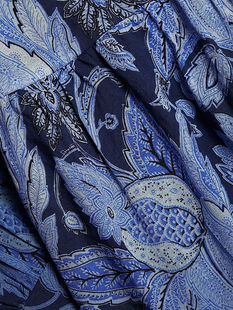 Blayn Floral Cotton Tiered Midi-Dress