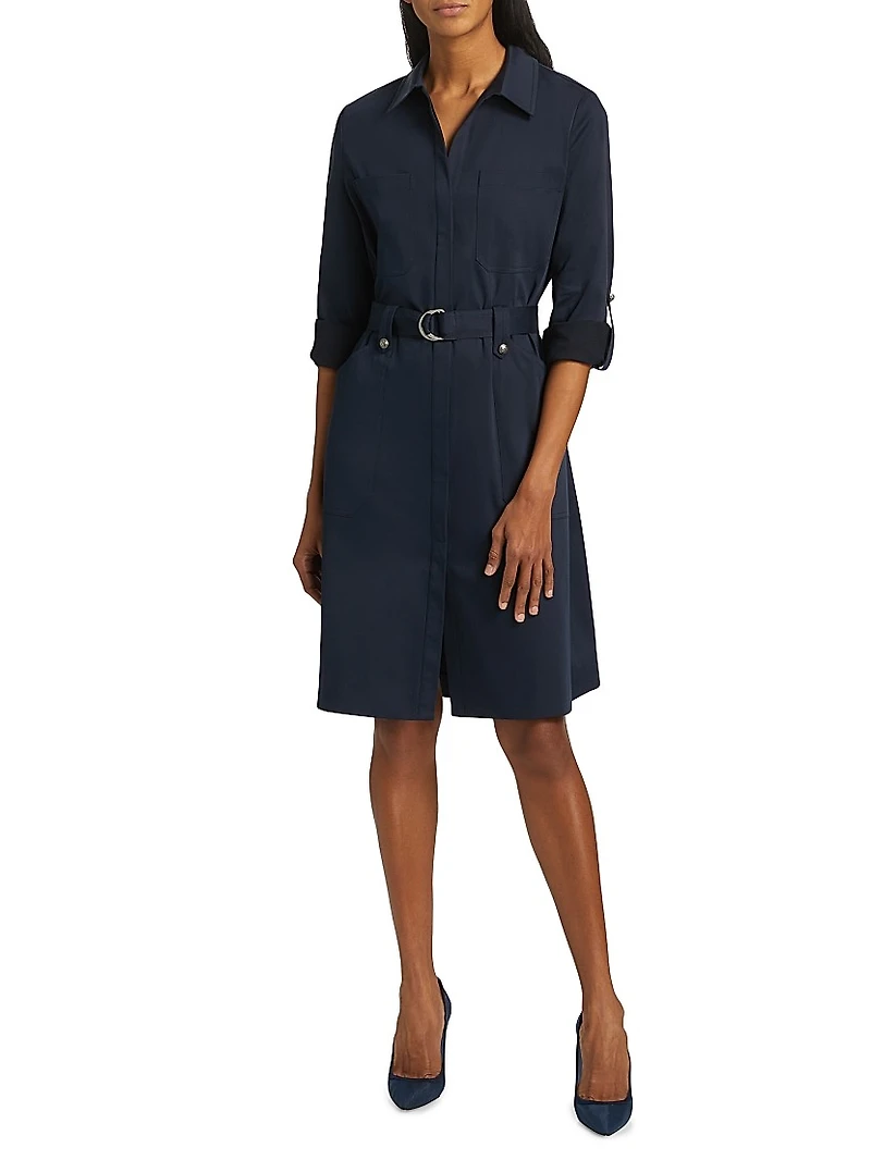 Caryss Belted Cotton-Twill Shirtdress