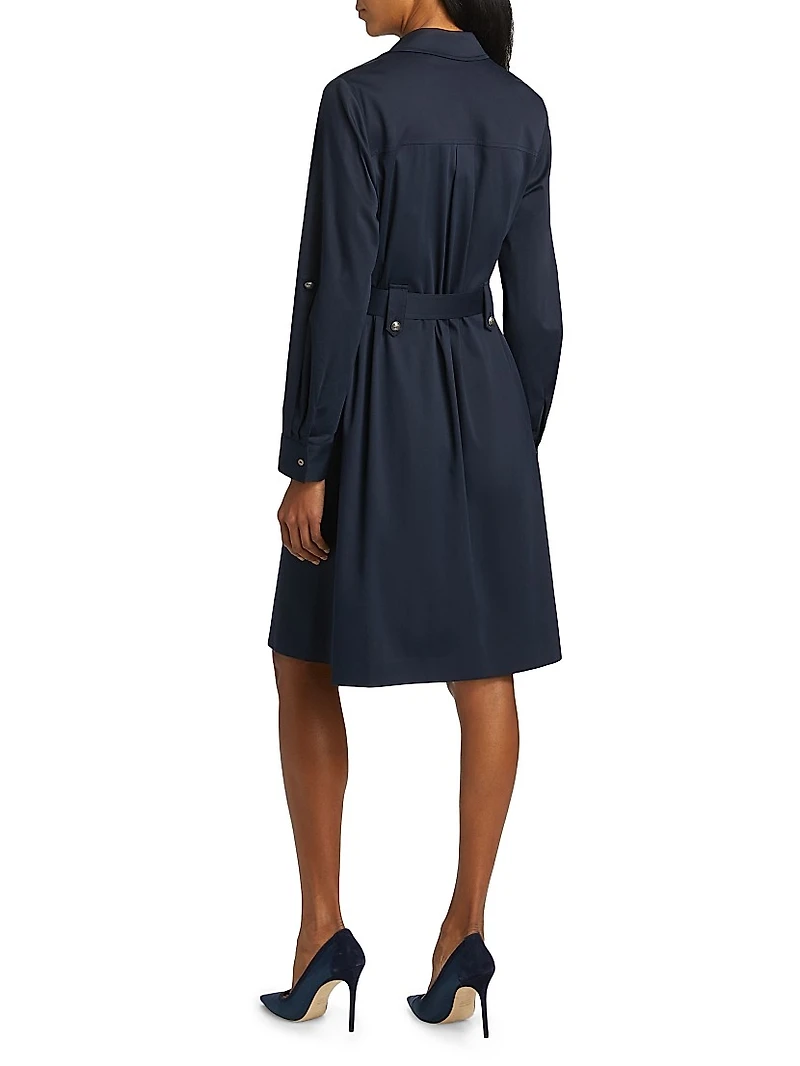 Caryss Belted Cotton-Twill Shirtdress
