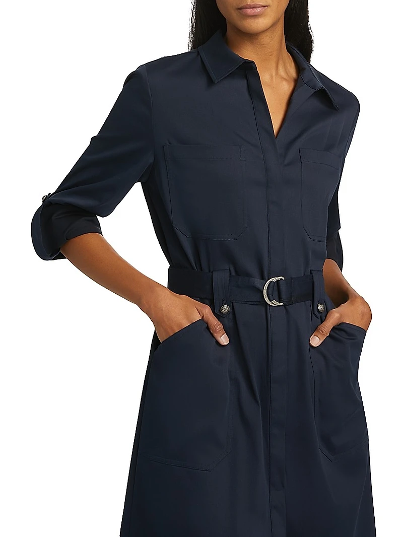 Caryss Belted Cotton-Twill Shirtdress