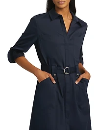 Caryss Belted Cotton-Twill Shirtdress