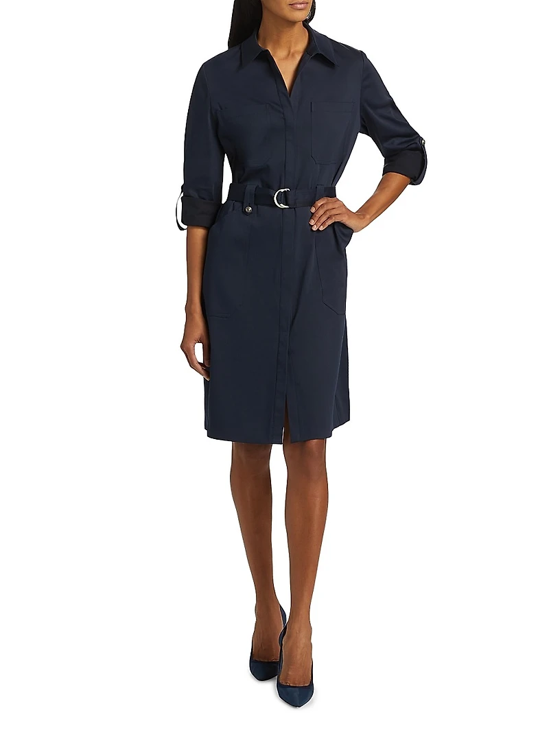 Caryss Belted Cotton-Twill Shirtdress