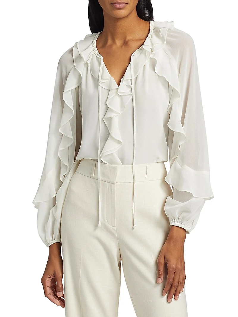 Bali Ruffled Crepe Chiffon Blouse
