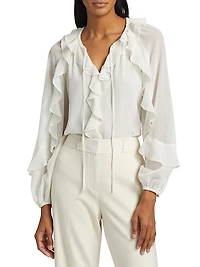 Bali Ruffled Crepe Chiffon Blouse