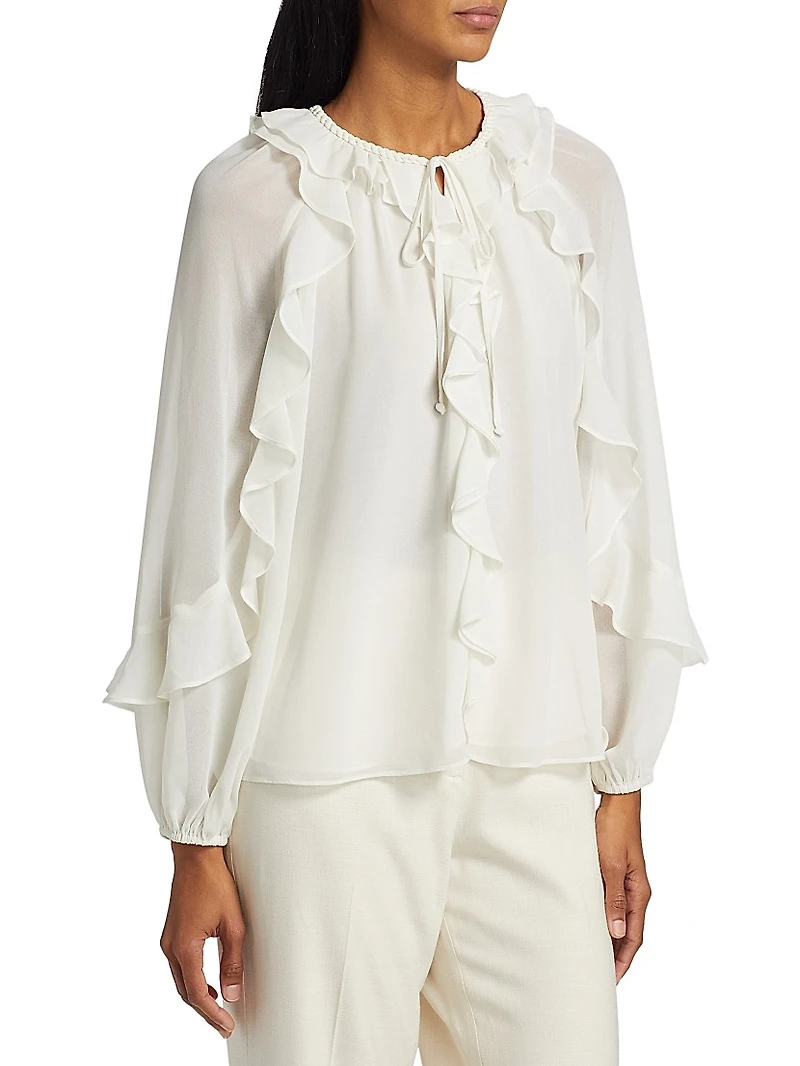 Bali Ruffled Crepe Chiffon Blouse