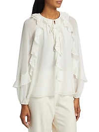 Bali Ruffled Crepe Chiffon Blouse