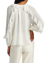 Bali Ruffled Crepe Chiffon Blouse