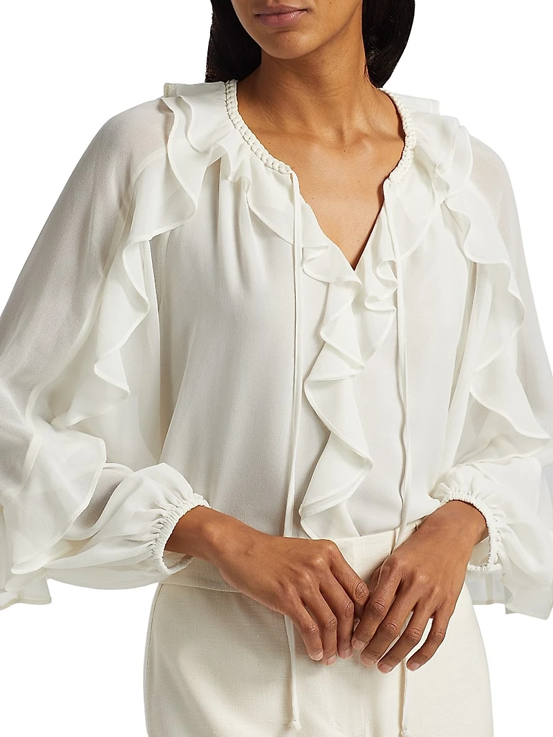 Bali Ruffled Crepe Chiffon Blouse