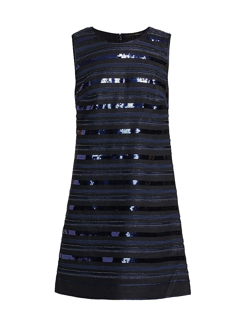 Jenae Sequined Striped Linen Minidress