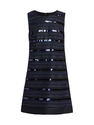 Jenae Sequined Striped Linen Minidress