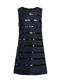 Jenae Sequined Striped Linen Minidress
