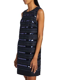 Jenae Sequined Striped Linen Minidress