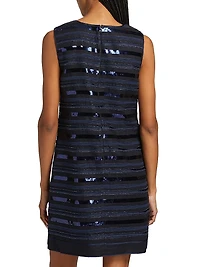 Jenae Sequined Striped Linen Minidress