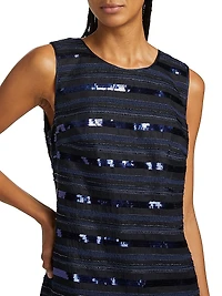 Jenae Sequined Striped Linen Minidress