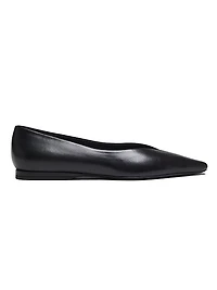 Barsi Pointed-Toe Leather Ballerina Flats