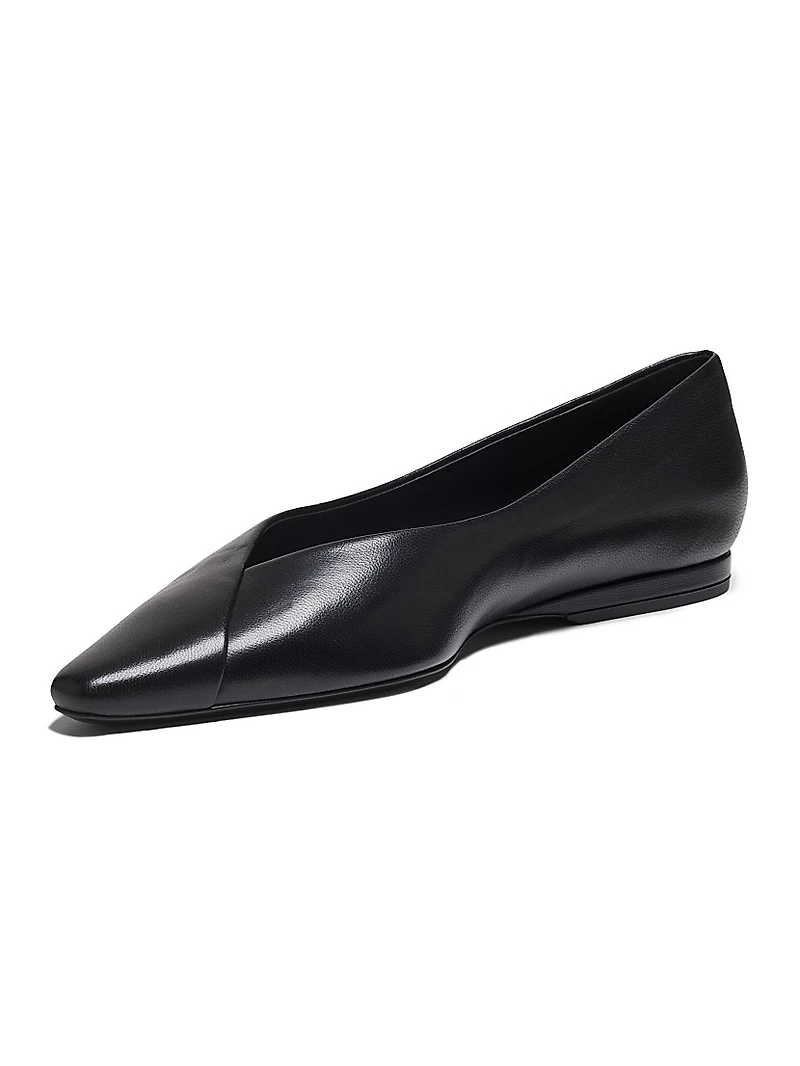 Barsi Pointed-Toe Leather Ballerina Flats