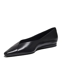 Barsi Pointed-Toe Leather Ballerina Flats