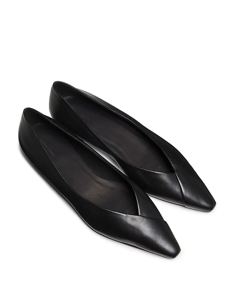 Barsi Pointed-Toe Leather Ballerina Flats