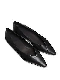 Barsi Pointed-Toe Leather Ballerina Flats