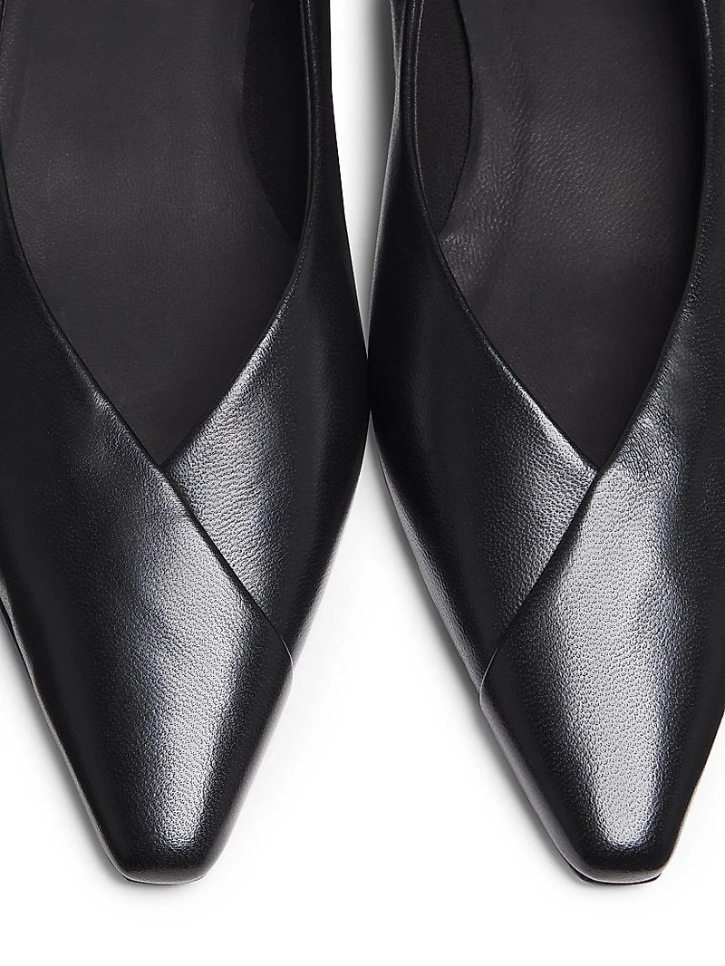 Barsi Pointed-Toe Leather Ballerina Flats