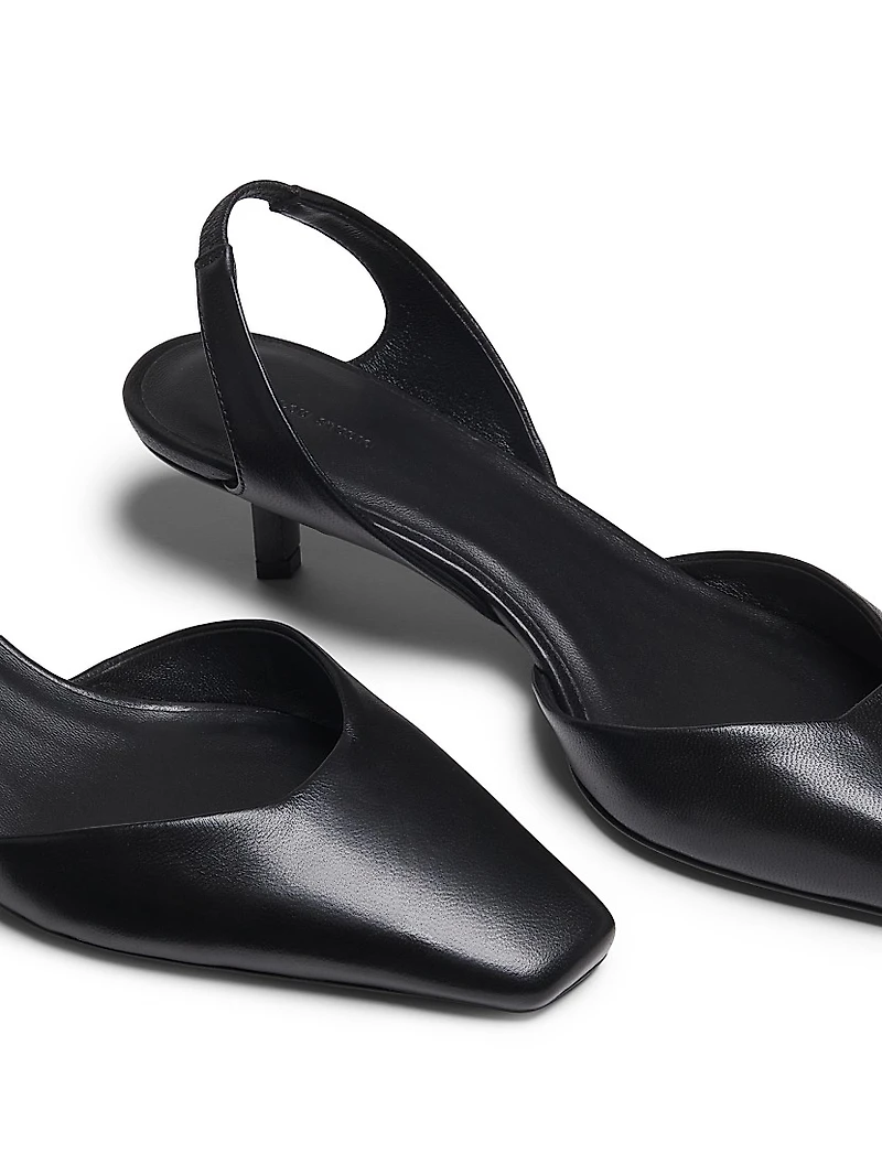 Akila 40MM Leather Kitten-Heel Slingback Pumps