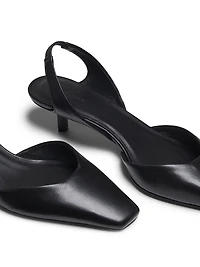 Akila 40MM Leather Kitten-Heel Slingback Pumps