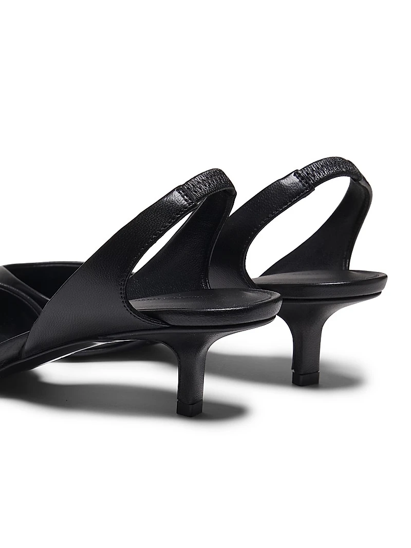 Akila 40MM Leather Kitten-Heel Slingback Pumps