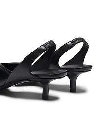 Akila 40MM Leather Kitten-Heel Slingback Pumps