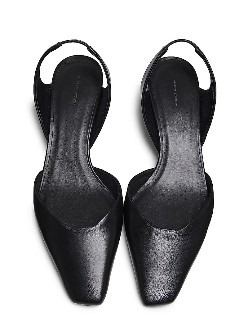 Akila 40MM Leather Kitten-Heel Slingback Pumps