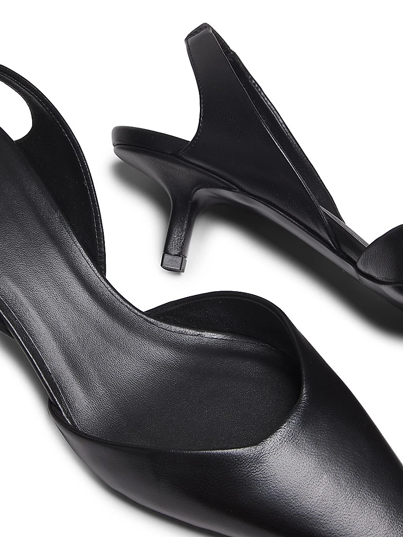 Akila 40MM Leather Kitten-Heel Slingback Pumps