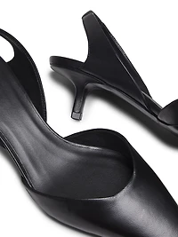 Akila 40MM Leather Kitten-Heel Slingback Pumps