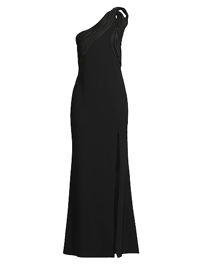 Crêpe Knit One-Shoulder Mermaid Gown