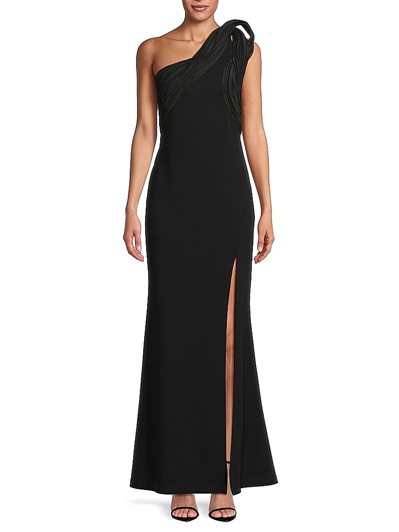 Crêpe Knit One-Shoulder Mermaid Gown