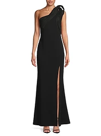 Crêpe Knit One-Shoulder Mermaid Gown