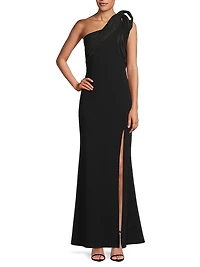 Crêpe Knit One-Shoulder Mermaid Gown