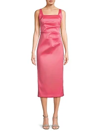 Ruched Stretch Mikado Midi-Dress