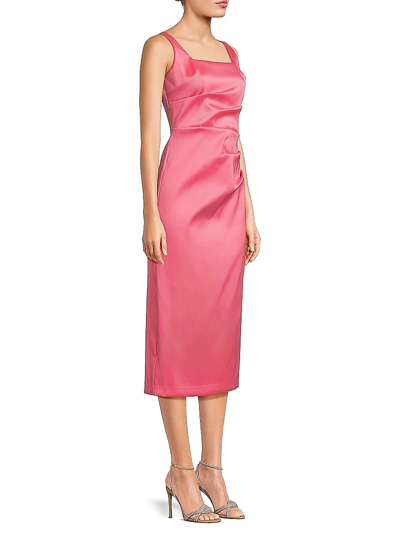 Ruched Stretch Mikado Midi-Dress