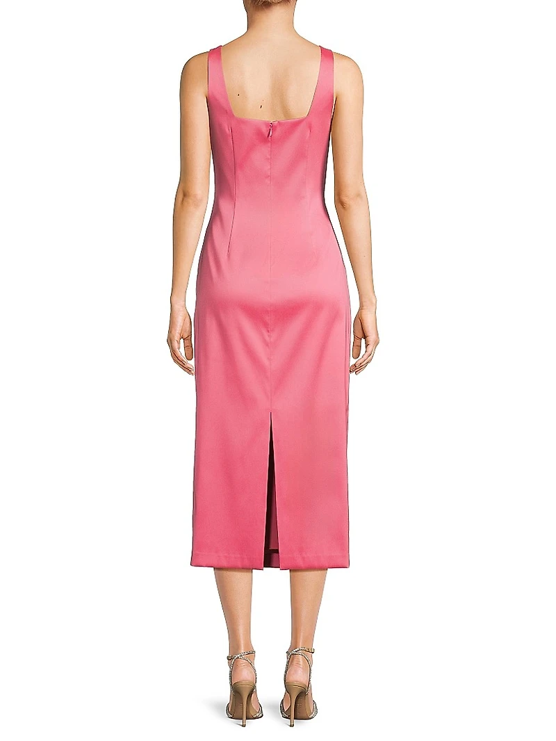 Ruched Stretch Mikado Midi-Dress