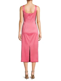 Ruched Stretch Mikado Midi-Dress
