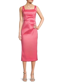 Ruched Stretch Mikado Midi-Dress