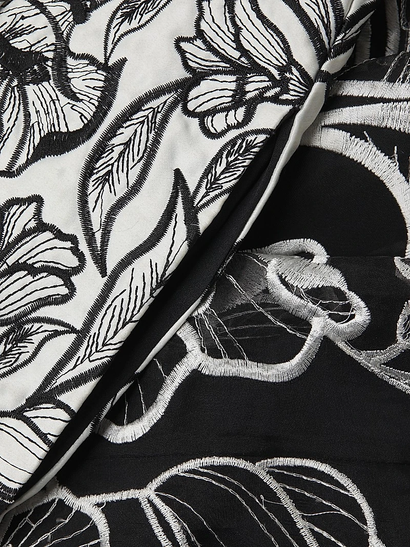 Floral Embroidered Organza Midi-Dress