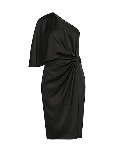 Satin One-Shoulder Cocktail Dress