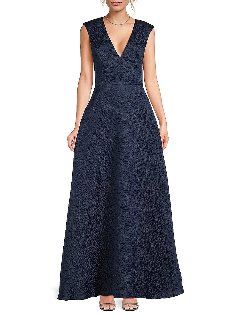 Jacquard Sleeveless A-Line Gown