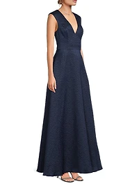 Jacquard Sleeveless A-Line Gown
