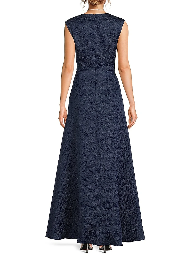 Jacquard Sleeveless A-Line Gown