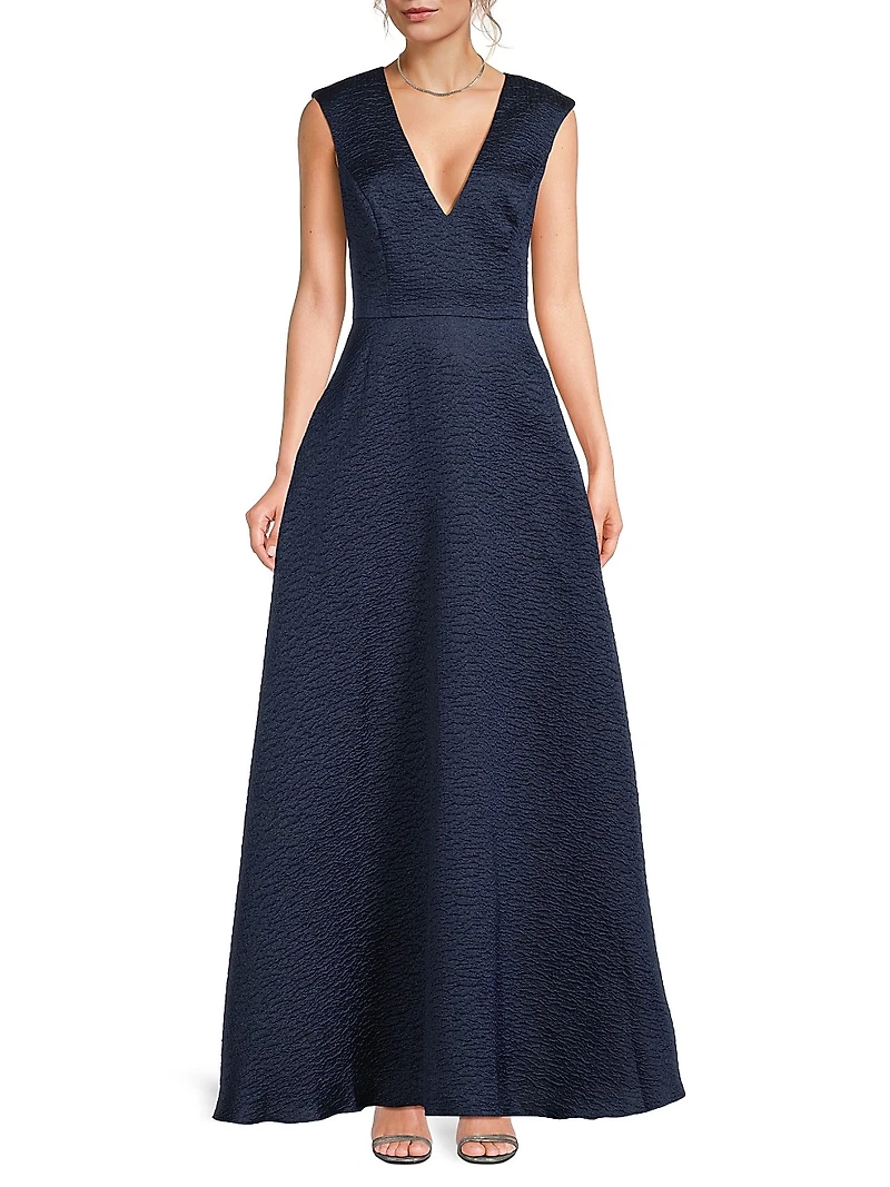 Jacquard Sleeveless A-Line Gown