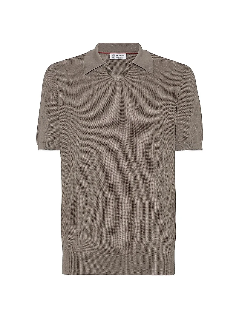 Cotton English Rib Knit Polo Shirt