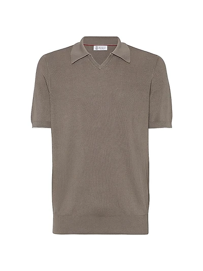 Cotton English Rib Knit Polo Shirt